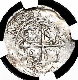 COLONIAL ERA SPAIN, Mexico. Philip II, 1556-1598. Silver Cob Real, NGC XF45