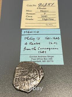 C 1640 Mexico 4 Silver Reale Cob Salvaged Concepcion bought from Andy Singer