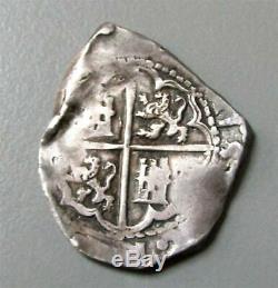Ca. 1620's SPAIN TOLEDO MINT SILVER 2 REAL COB TREASURE COIN