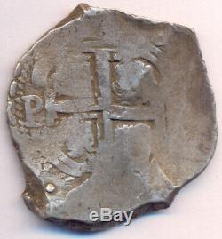 Cob Macuquina Potosi Bolivia Silver 1715 Y 8 reales crown Philip V nice cross