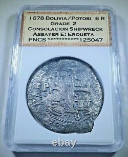 Consolacion Shipwreck 1678 Spanish Bolivia Silver 8 Reales 1600s Pirate Cob Coin