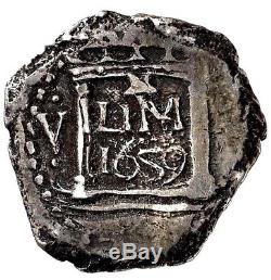 ¡¡ Extremely Rare! Cob 2 Reales Of Philip Iv. Year 1659. Assayer V