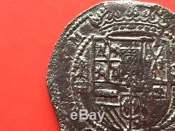 ¡¡ Extremely Rare! Silver Cob 8 Reales Of Philip Ii. 1597. Segovia. Arbol