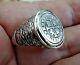 Genuine 1730 1/2 Reales Silver Spanish Treasure Cob Coin Sterling Ringsz 10 1/2
