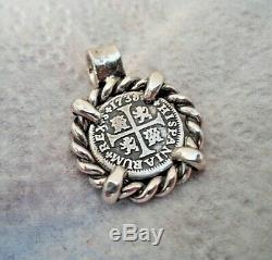 Genuine 1738 1/2 Reales Silver Spanish Treasure Cob Coin Custom Jewelry Pendant