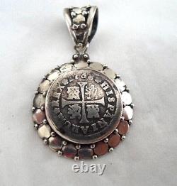 Genuine 1738 1/2 Reales Silver Spanish Treasure Cob Coin Custom Pendant