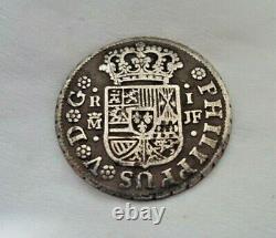 Genuine 1741 PhilipV 1 Reales Silver Spanish Treasure Cob Coin