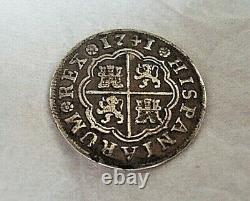 Genuine 1741 PhilipV 1 Reales Silver Spanish Treasure Cob Coin