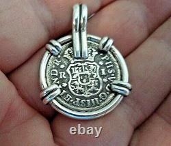 Genuine 1744 1 Reales Silver Spanish Treasure Cob Coin Custom Pendant