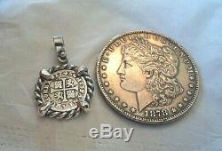 Genuine 1745 1/2 Reales Silver Spanish Treasure Cob Coin Custom Mounted