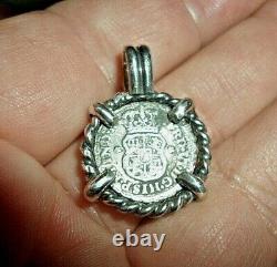 Genuine 1751 1/2 Reales Silver Spanish Treasure Cob Coin Custom Pendant
