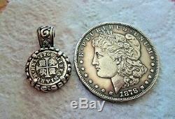 Genuine 1766 1/2 Reales Silver Spanish Treasure Cob Coin Custom Sterling Jewelry