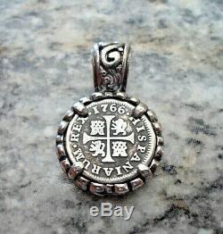 Genuine 1766 1/2 Reales Silver Spanish Treasure Cob Coin Custom Sterling Jewelry