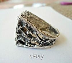 Genuine 1 Real 1733 Silver Spanish Treasure Cob Coin Sterling Ring sz 11 3/4