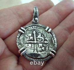 Genuine 2 Reales Silver Spanish Treasure Cob Coin Custom Pendant