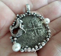 Genuine 8 Reales Shipwreck Silver Spanish Treasure Cob Coin Jewelry Pearl