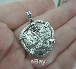 Genuine Shipwreck 2 Reales Silver Spanish Treasure Cob Coin Jewelry Pendant