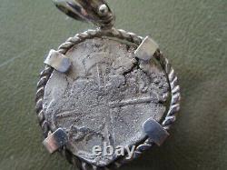 Genuine Shipwreck 4 Reales Silver Spain Cob Coin w Pendant Philip 3 Atocha
