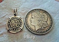 High Grade 1738 1 Reales Silver Spanish Treasure Cob Coin Jewelry Pendant