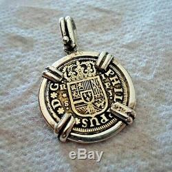 High Grade 1738 1 Reales Silver Spanish Treasure Cob Coin Jewelry Pendant
