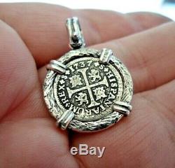 High Grade Genuine 1737 1/2 Reales Silver Spanish Treasure Cob Coin Jewelry
