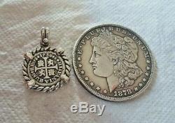 High Grade Genuine 1738 1/2 Reales Silver Spanish Treasure Cob Coin Jewelry