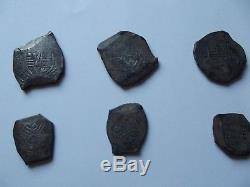 LOT OF 6 SILVER COBS. REALES, Mexico City, Mexico, cob 8,1666, Hoard Uncleaned