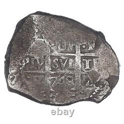 Lima Peru Spanish Colonial Silver Cob 8 Reales 1749 R Rare