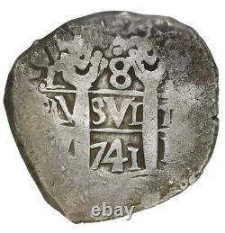 Lima, Peru, cob 8 reales, 1741V. Choice. Full and well-centered pillars