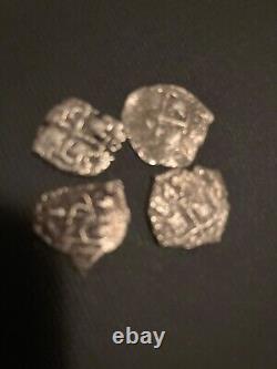 Lot 4 coins 1/2 Real Cob silver Charles Ii