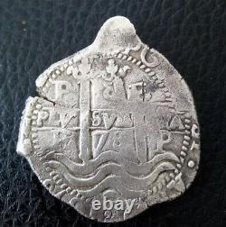 Lovely pirate cob & spanish colonial Silver 8 Reales Potosi P E 1678 3 Dates