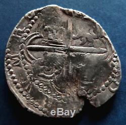 Lovely pirate cob & spanish colonial Silver 8 Reales Potosi Q 1614-1616 Rare