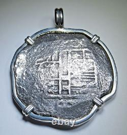 Lucayan Beach Shipwreck 1628 Spanish Silver 8 Reales Necklace Pendant Cob Coin