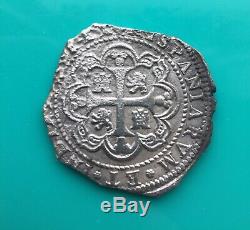 MEXICO 1733 8 REALES PHILIP V MoMF Silver Coin Spanish Cob Felipe V