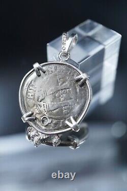 MEXICO Genuine 1 REAL CHARLES & JOHANNA SPANISH COLONIAL COB Coin 1540s Pendant