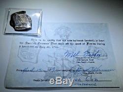 Mel Fisher 1969 COA 1715 Fleet Shipwreck 8 Reales Cob Silver Spanish 8 Real Coin