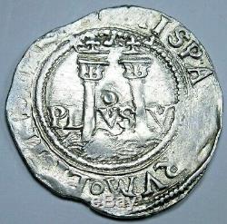 Mexico 1500's Silver 1 Reales Carlos & Johanna Old Antique 16th Century Cob Coin
