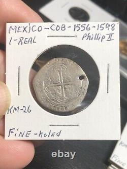 Mexico 1500s 1 Reales Charles And Johanna Antique Spanish Silver Pirate Cob Coin