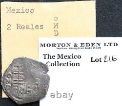 Mexico 2 Reales Cob 1598-1621 Mo D, Philip III. KM# 32.2 Pedigree Mexico Coll