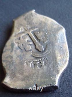 Mexico 8 Reales Silver Cob Coin 1714-1715