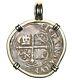 Mexico City Mexico, cob 1 real, Philip II, assayer O mounted in 14K Gold Bezel B