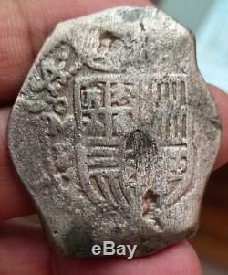 Mexico Spain Colonial 8 Reales Cob 1654 Omp River Found Cleaned Nice Rare