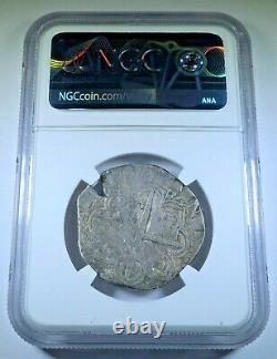 NGC 1500's Spanish Silver 4 Reales Philip II Antique Colonial Pirate Cob Coin