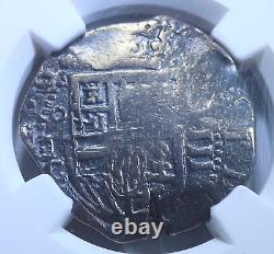 NGC 1609 Inverted Lions & Castles Spanish Silver 4 Reales 1600s Pirate Cob Coin