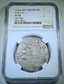 NGC 1622-24 Spanish Bolivia Silver 8 Reales 1600s Large Colonial Pirate Cob Coin
