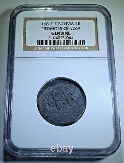 NGC 1661 Piedmont Shipwreck Bolivia Silver 2 Reales 1600's Spanish Cob Coin