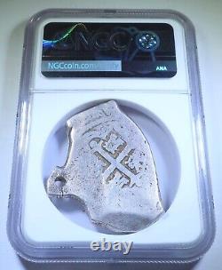 NGC 1700's Spanish Mexico Unique Shape Silver 8 Reales Holed Colonial Cob Coin