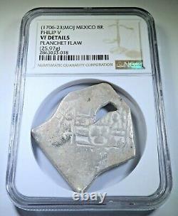 NGC 1706-1723 Planchet Flaw Mexico Silver 8 Reales Spanish Colonial VF Cob Coin