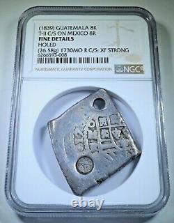 NGC 1730 Mexico Silver 8 Reales 1839 Guatemala Countermark Counterstamp Cob Coin