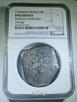 NGC 1730 Spanish Mexico Silver 8 Reales Eight Real Antique Colonial Cob Coin